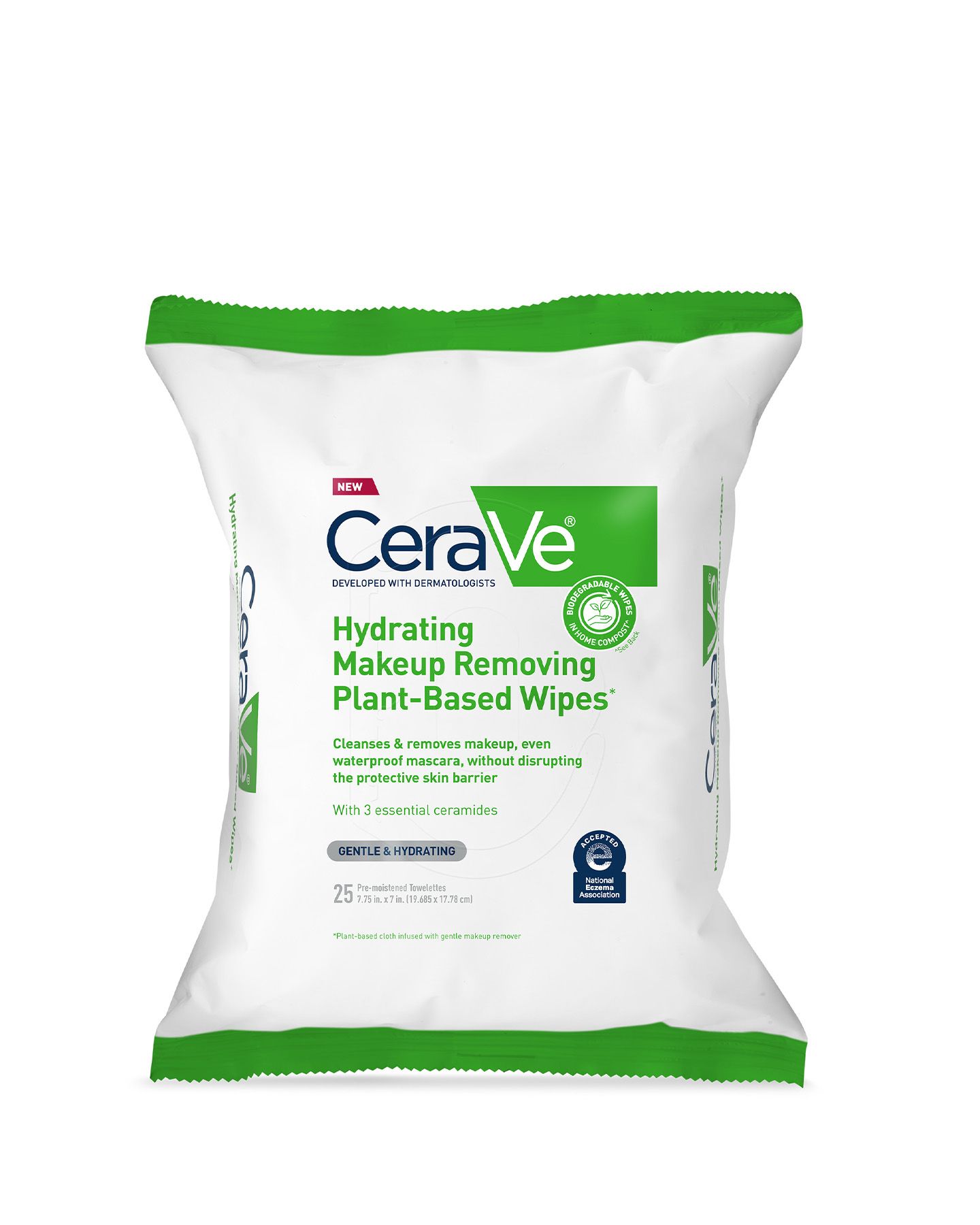 CERAVE Hydrating Makeup Removing Plant-Based Face Wipes